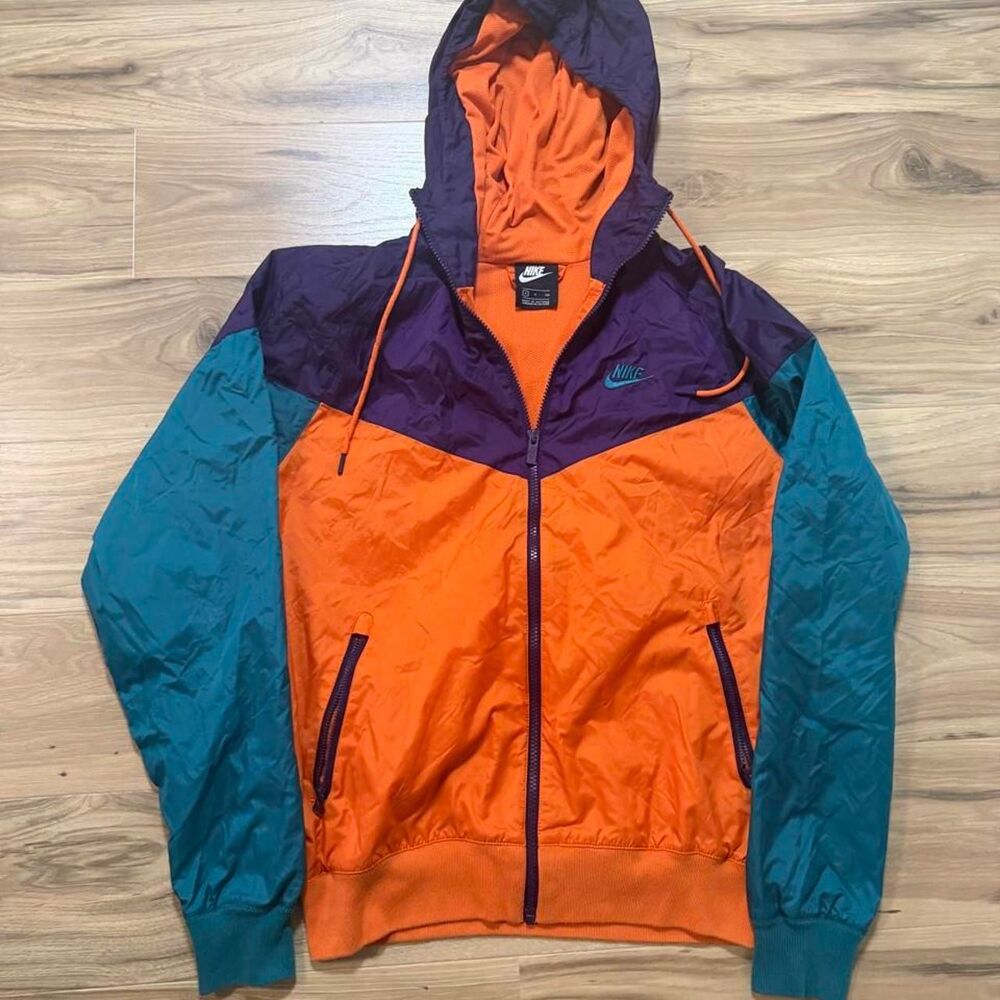 Y2K retro style Nike windbreaker jacket purple, orange and teal color blocking S
